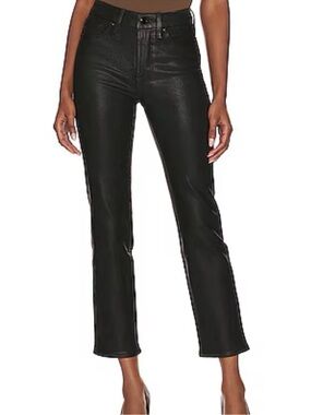 Good American Good Classic Coated Jeans Black High Rise Size 4/ 27 Straight Leg